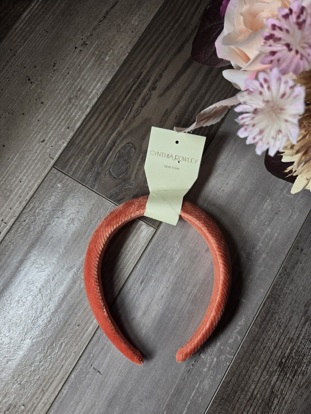 NWT Cynthia Rowley Coral Ribbed Velvet Headband